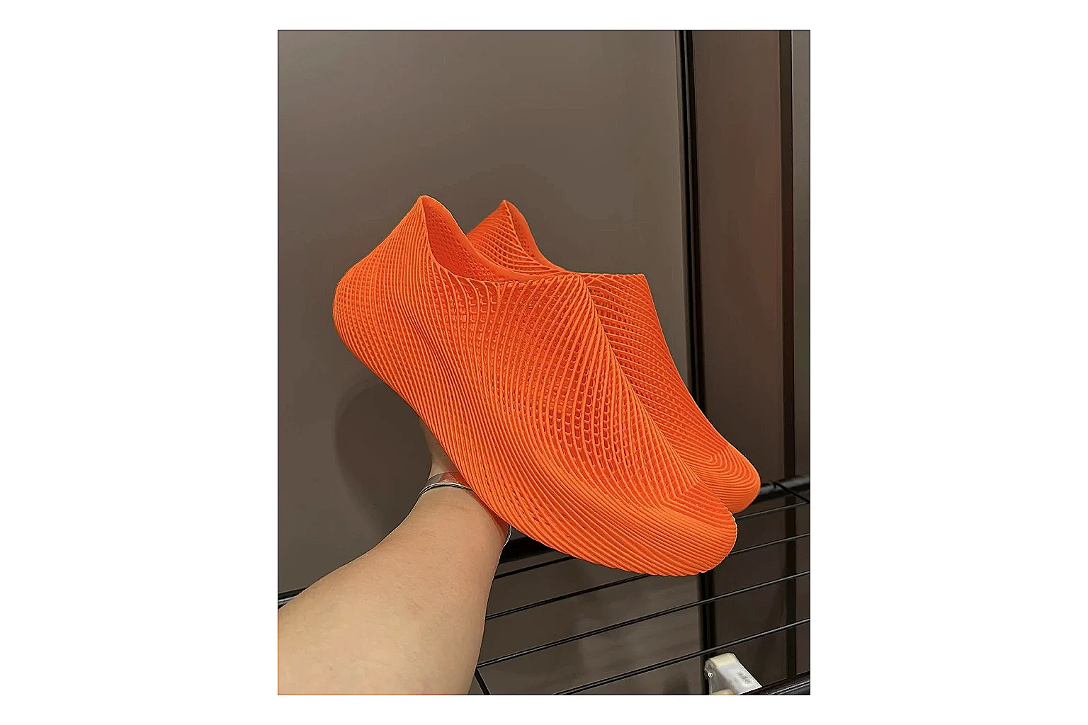 Other Orange 4D Printed Futuristic Slip-On Sneakers thumbnail 3