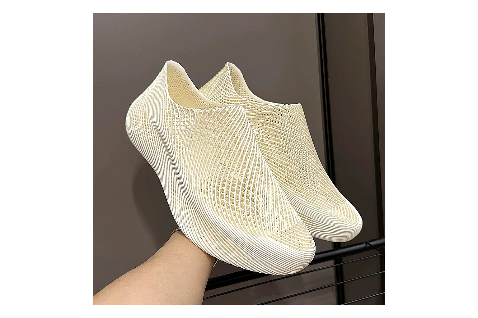 Other Cream 4D Printed Futuristic Slip-On Sneakers thumbnail 4