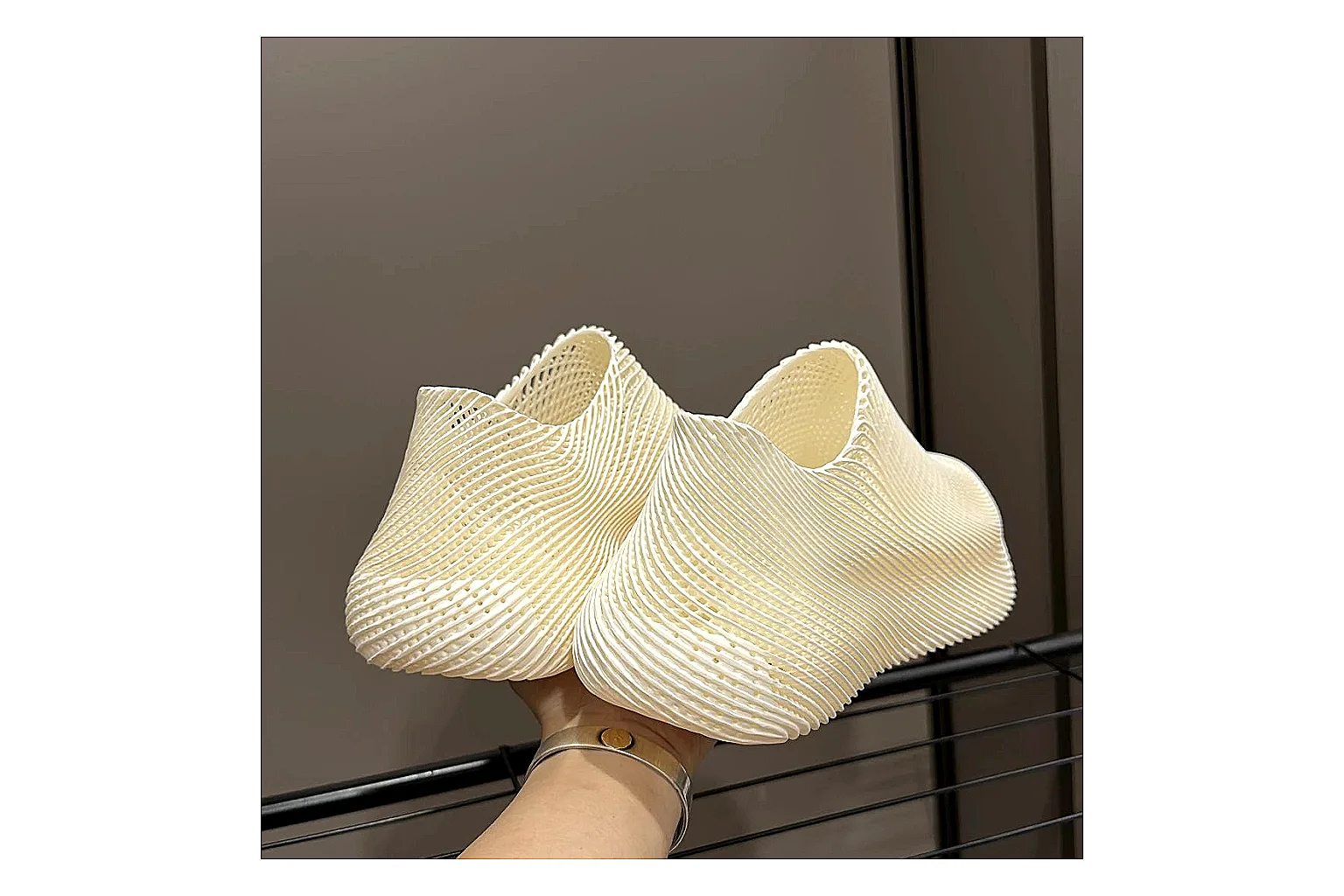 Other Cream 4D Printed Futuristic Slip-On Sneakers thumbnail 5