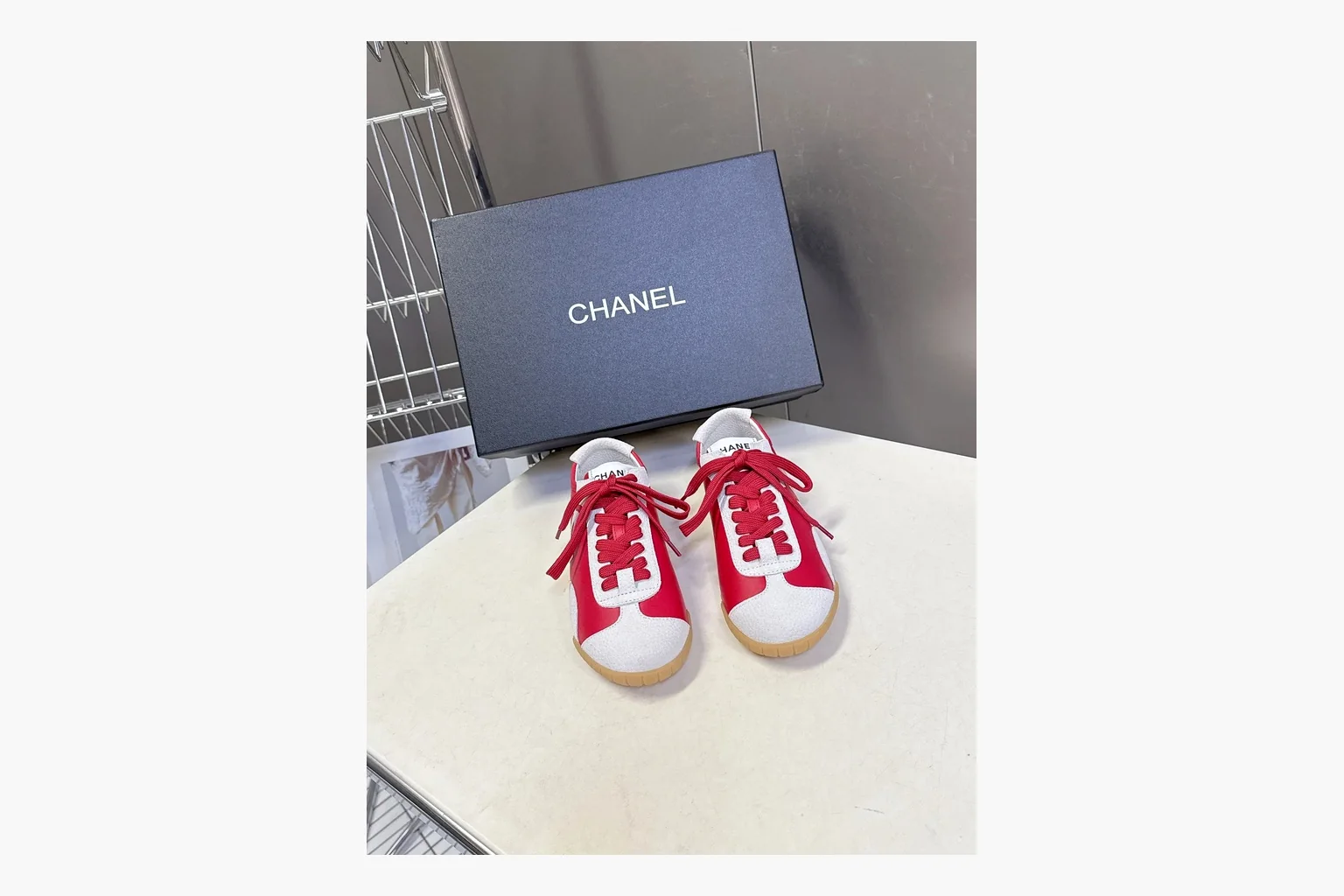 Chanel Red Low-Top Sneaker Red White Product Image