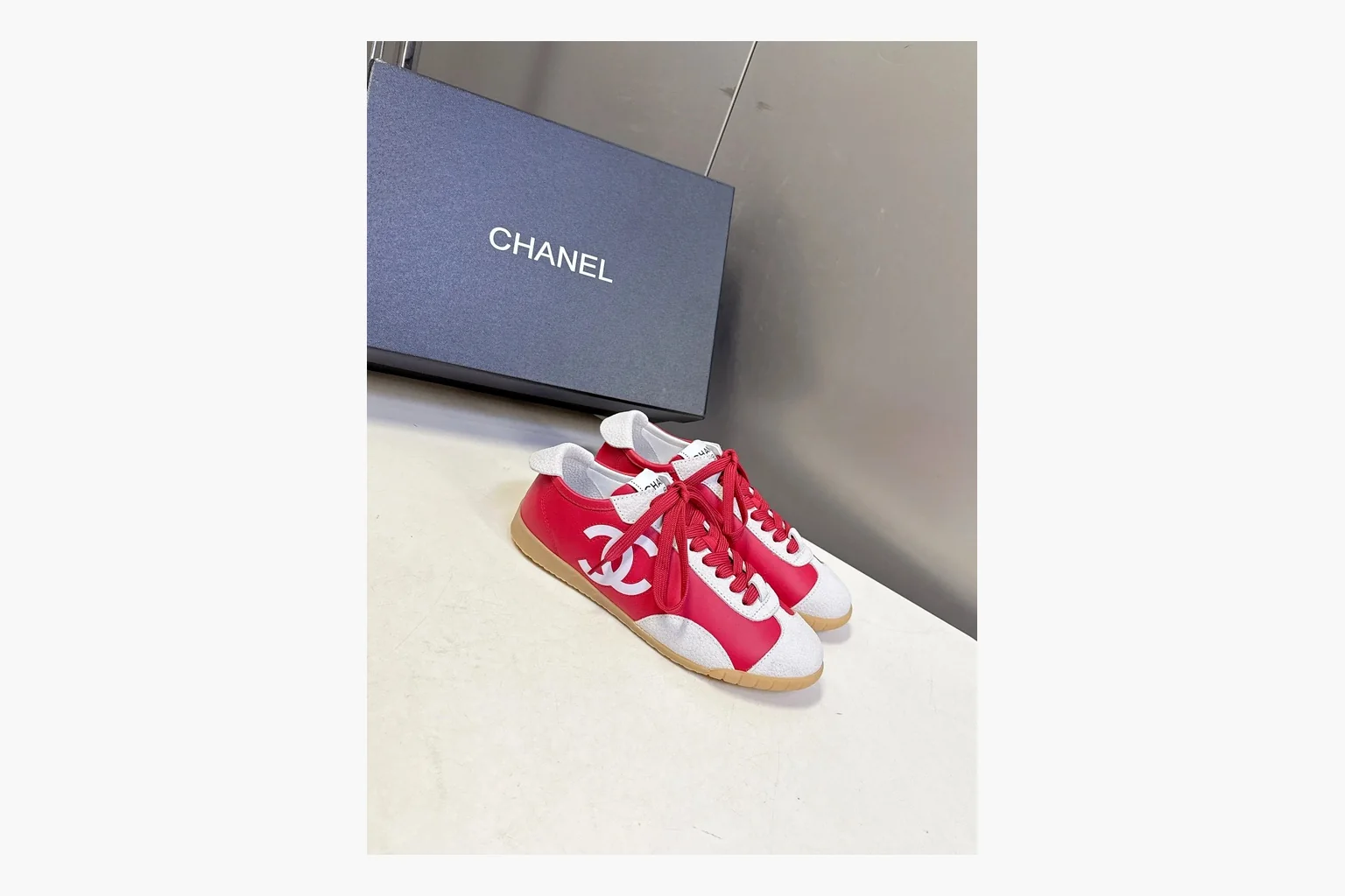 Chanel Red Low-Top Sneaker Red White Product Image thumbnail 2