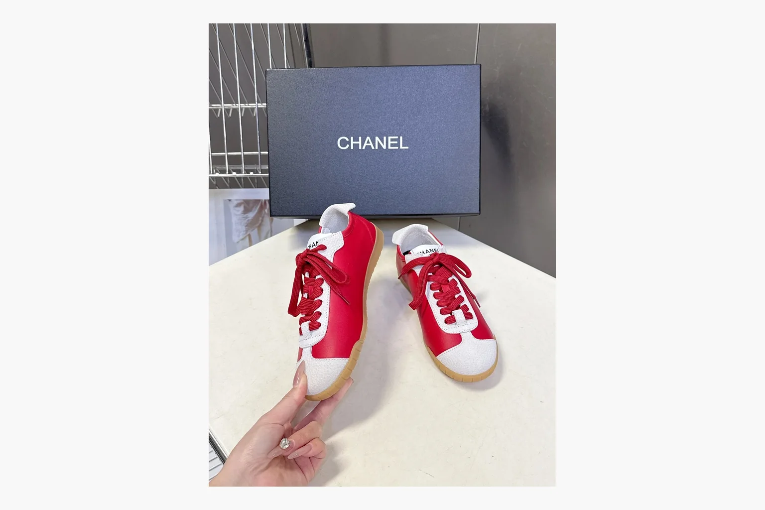 Chanel Red Low-Top Sneaker Red White Product Image thumbnail 3