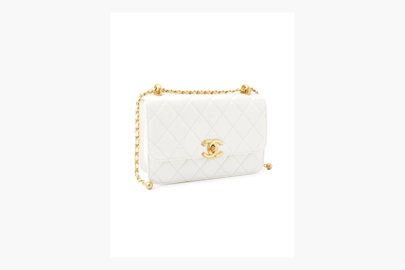 Chanel White Chain Flap Bag White Product Image