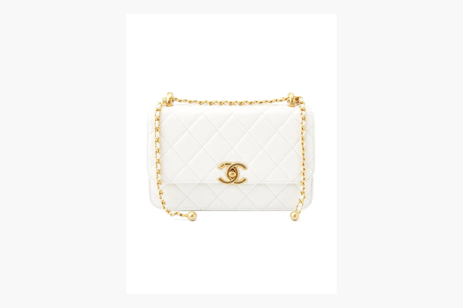 Chanel White Chain Flap Bag White Product Image thumbnail 4