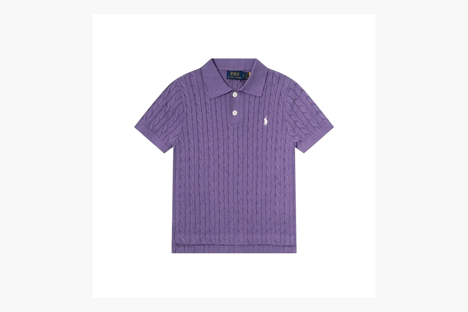 Polo Ralph Lauren Cable Knit Polo Shirt Purple Product Image