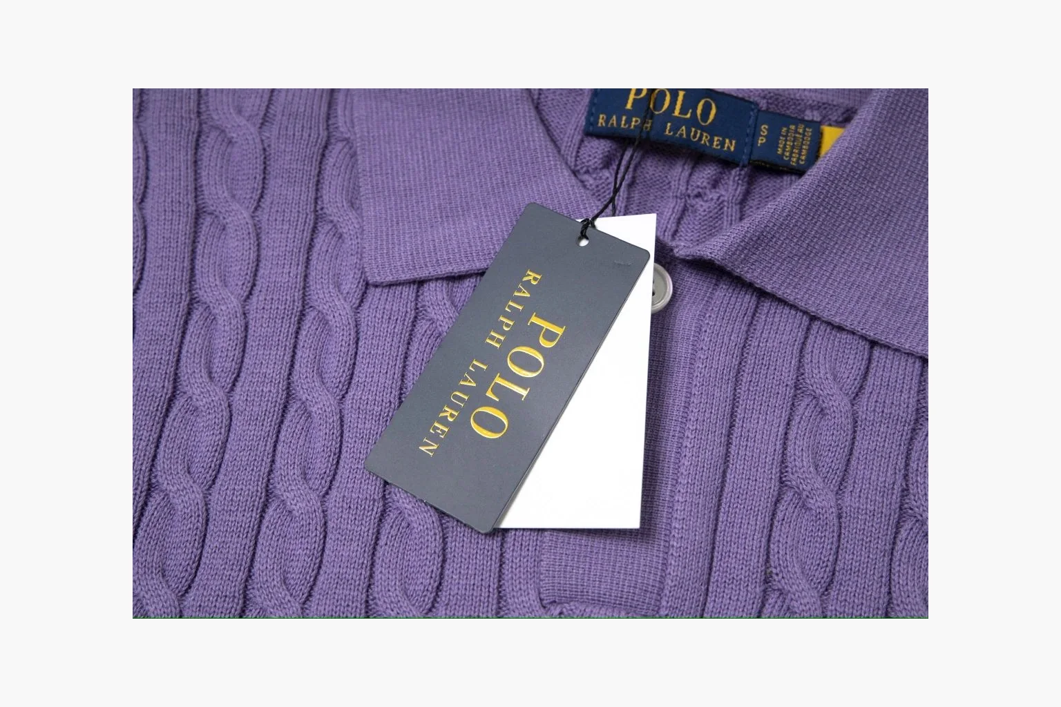Polo Ralph Lauren Cable Knit Polo Shirt Purple Product Image thumbnail 4