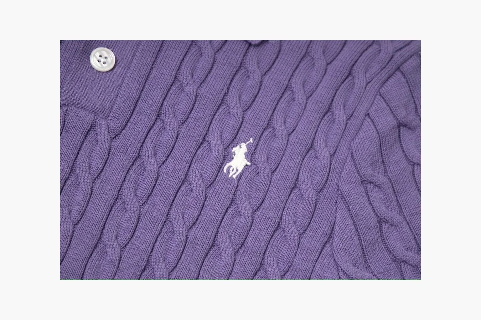 Polo Ralph Lauren Cable Knit Polo Shirt Purple Product Image thumbnail 6