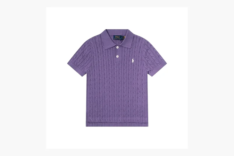 Polo Ralph Lauren Cable Knit Polo Shirt Purple Product Image