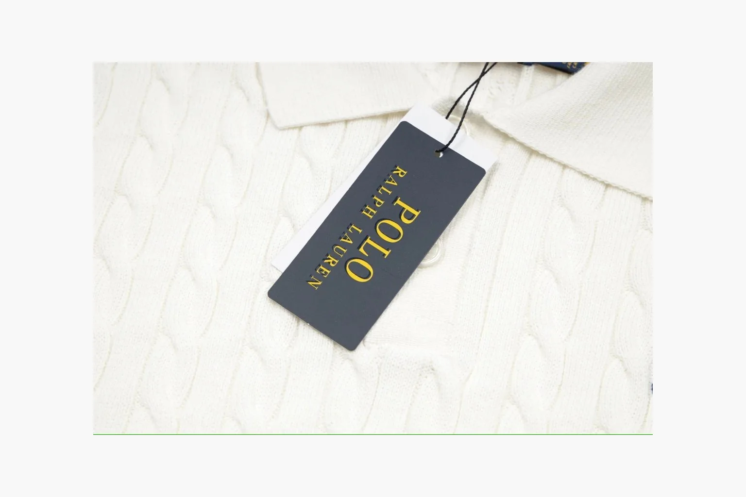 Polo Ralph Lauren Cable Knit Polo Shirt White Product Image thumbnail 5