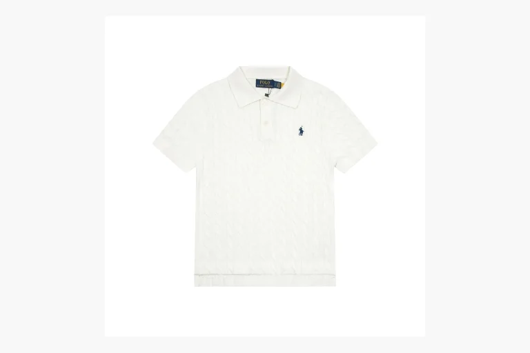 Polo Ralph Lauren Cable Knit Polo Shirt White Product Image