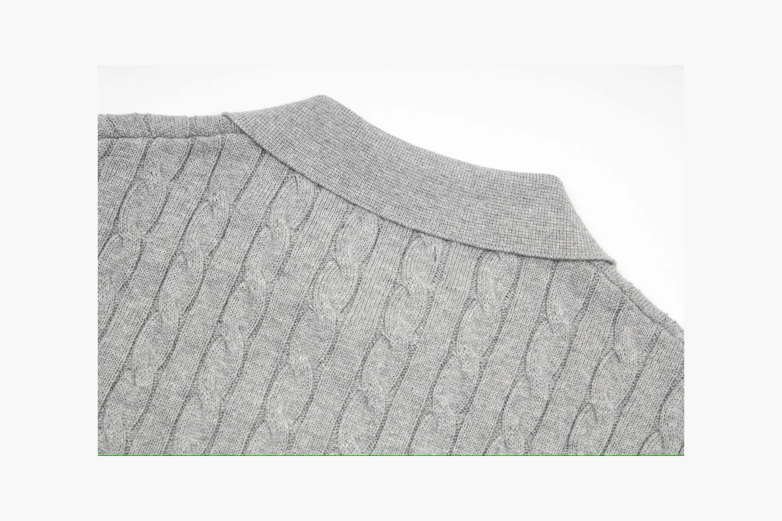 Polo Ralph Lauren Cable Knit Polo Shirt Gray Product Image thumbnail 6