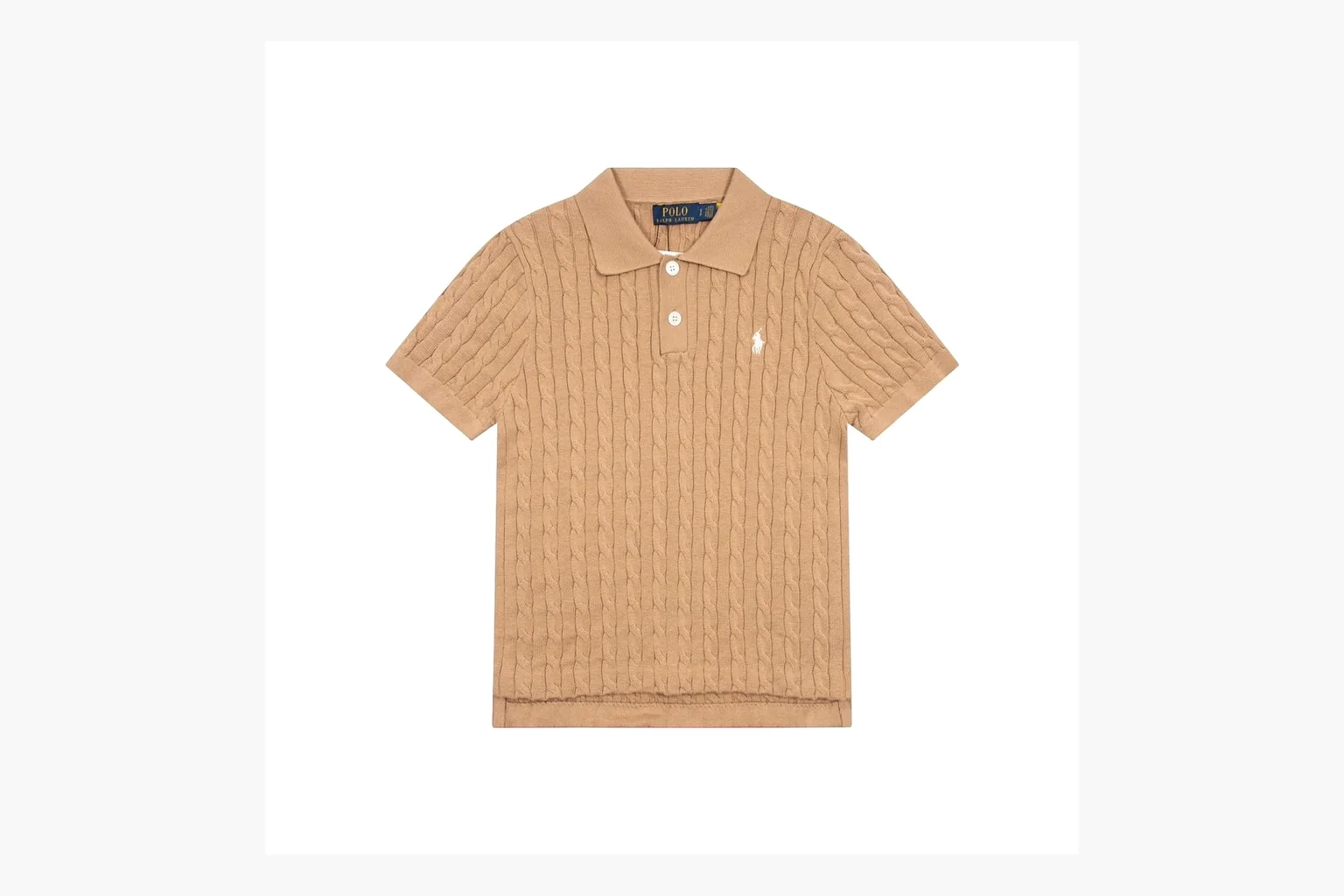 Polo Ralph Lauren Cable Knit Polo Shirt Tan Product Image