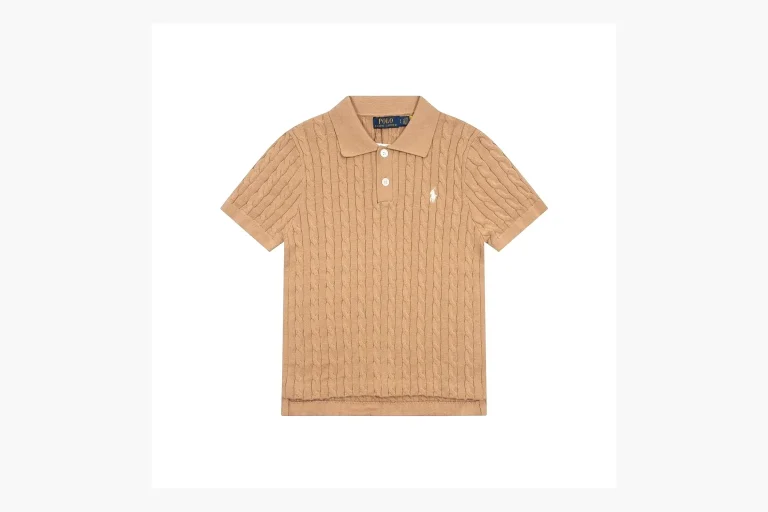Polo Ralph Lauren Cable Knit Polo Shirt Tan Product Image