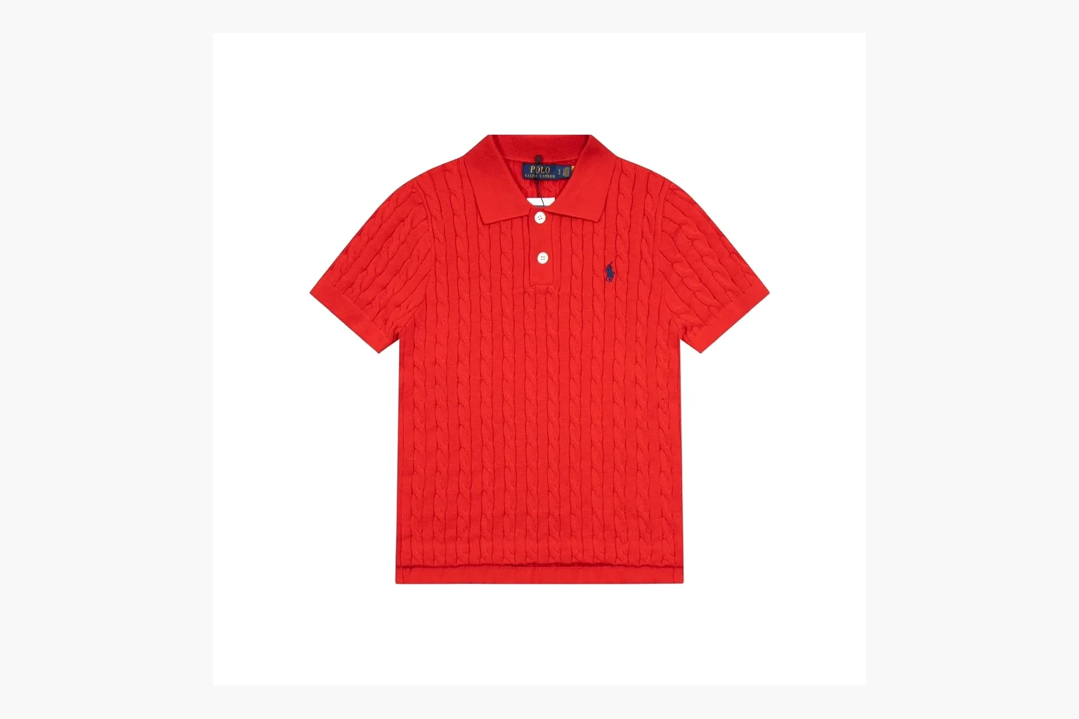 Polo Ralph Lauren Cable Knit Polo Shirt Red Product Image