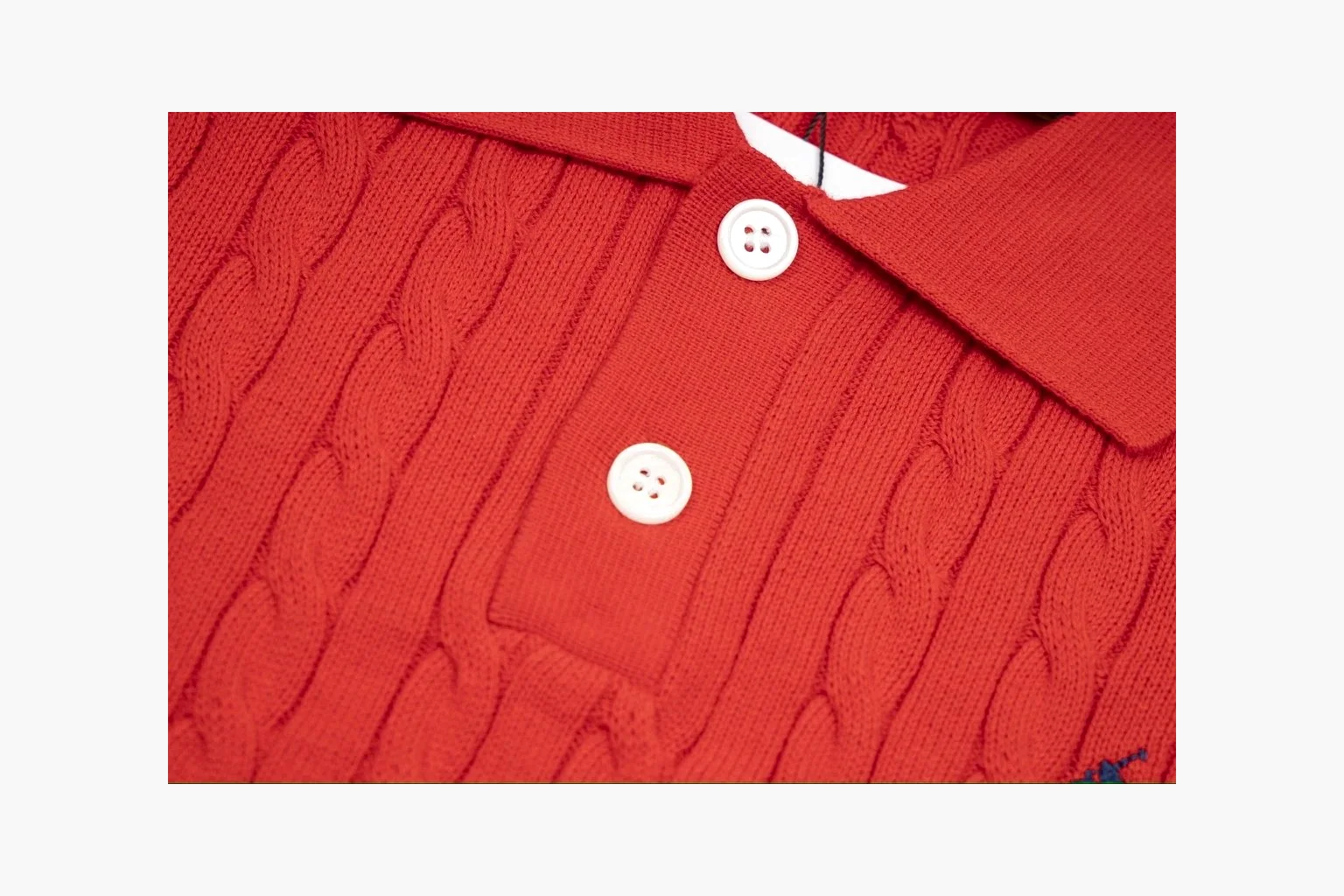 Polo Ralph Lauren Cable Knit Polo Shirt Red Product Image thumbnail 4