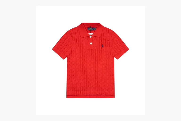 Polo Ralph Lauren Cable Knit Polo Shirt Red Product Image