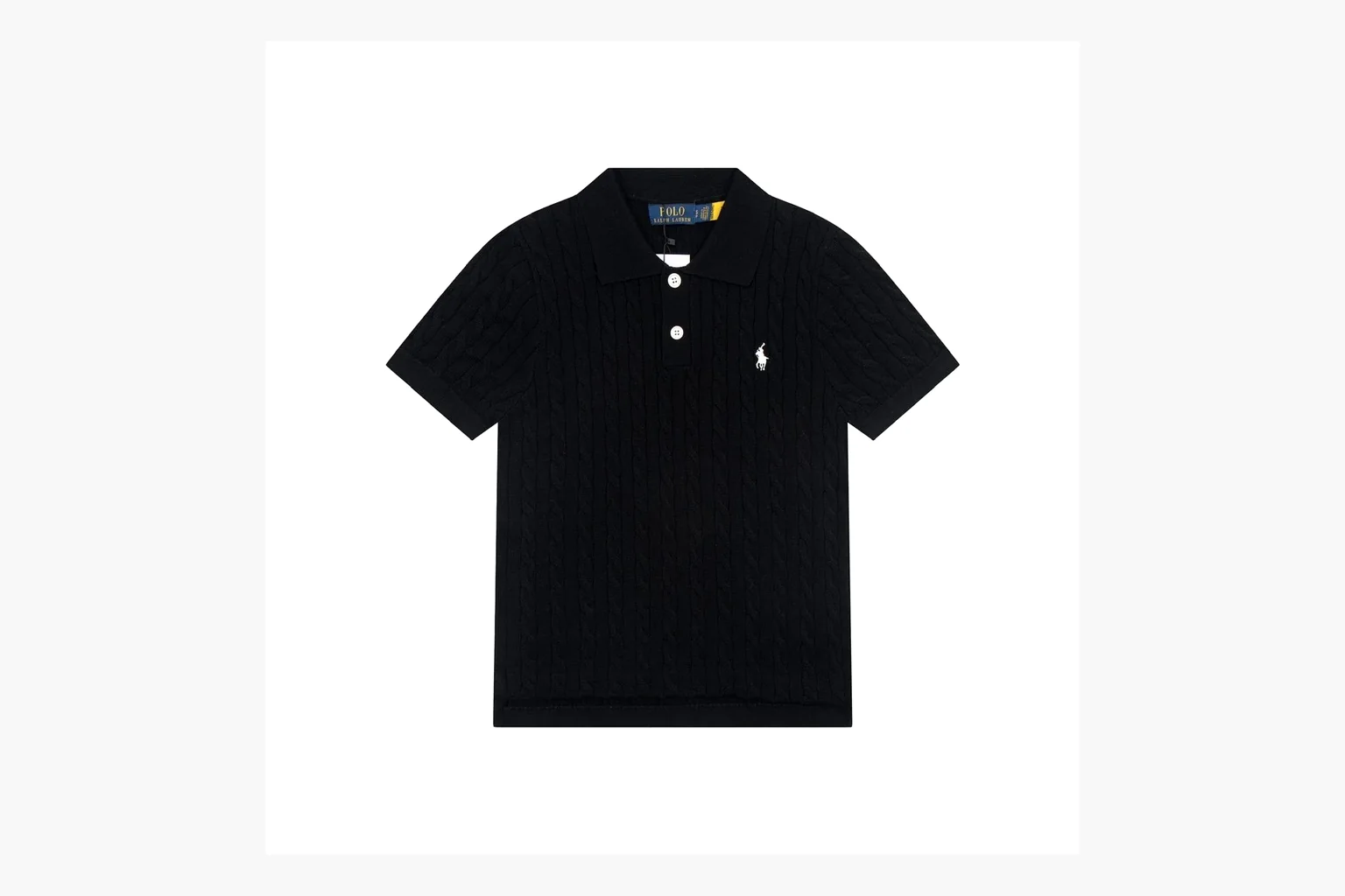 Polo Ralph Lauren Cable Knit Polo Shirt Black Product Image