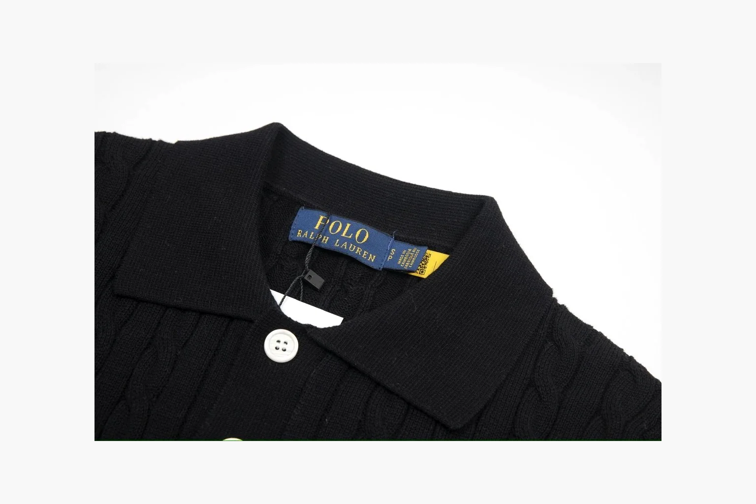 Polo Ralph Lauren Cable Knit Polo Shirt Black Product Image thumbnail 4