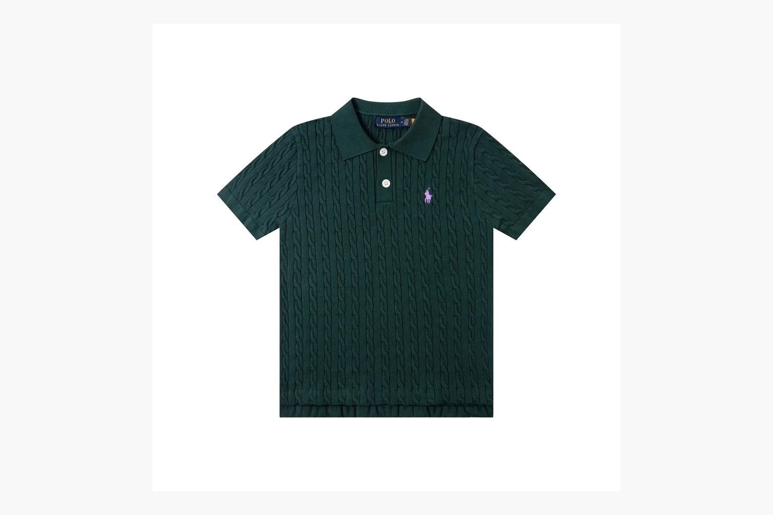 Polo Ralph Lauren Cable Knit Polo Shirt Green Product Image