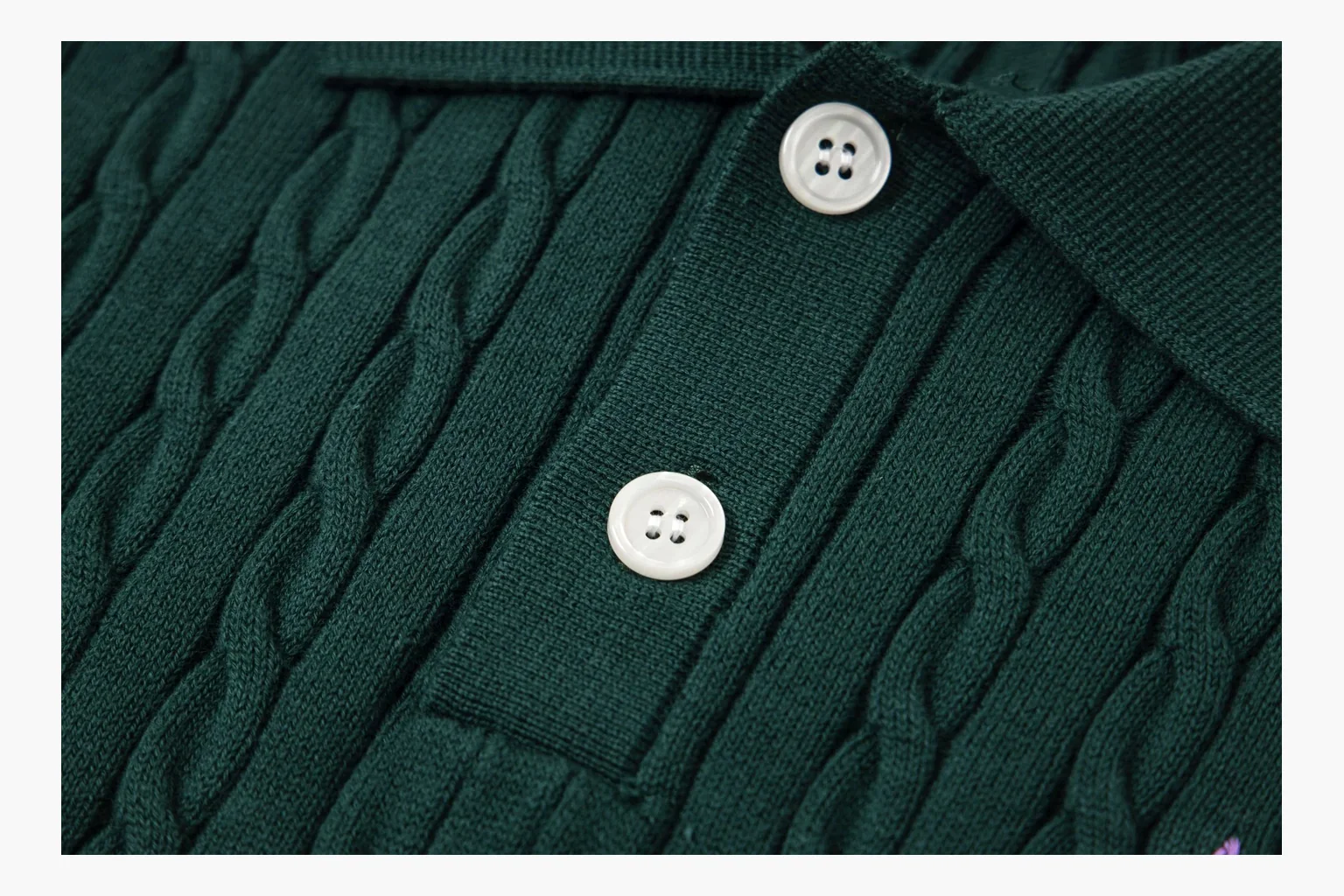 Polo Ralph Lauren Cable Knit Polo Shirt Green Product Image thumbnail 5