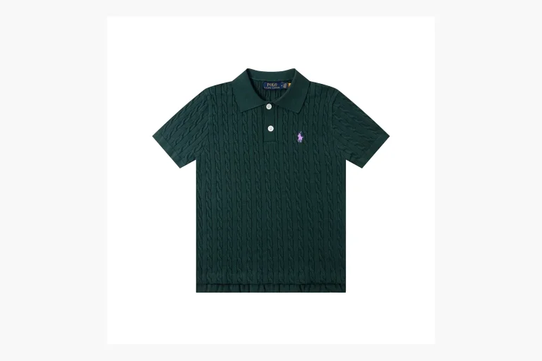 Polo Ralph Lauren Cable Knit Polo Shirt Green Product Image