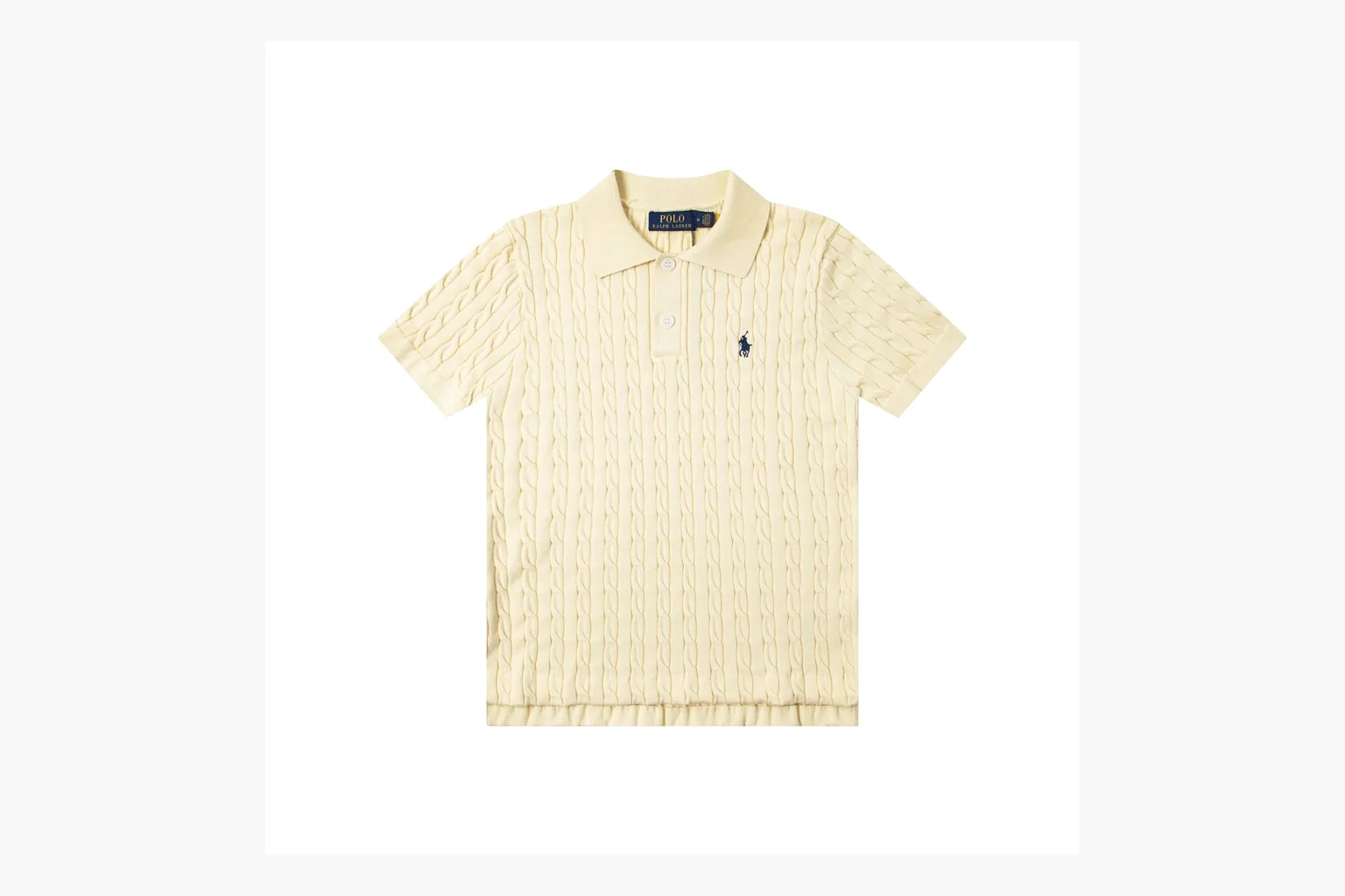 Polo Ralph Lauren Cable Knit Polo Shirt Cream Product Image