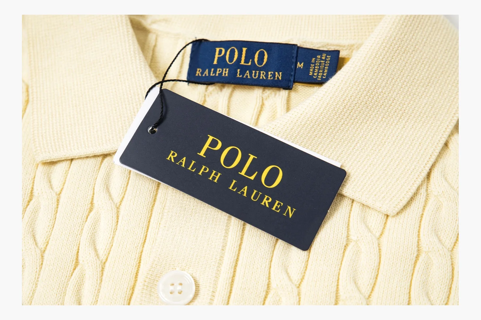 Polo Ralph Lauren Cable Knit Polo Shirt Cream Product Image thumbnail 3