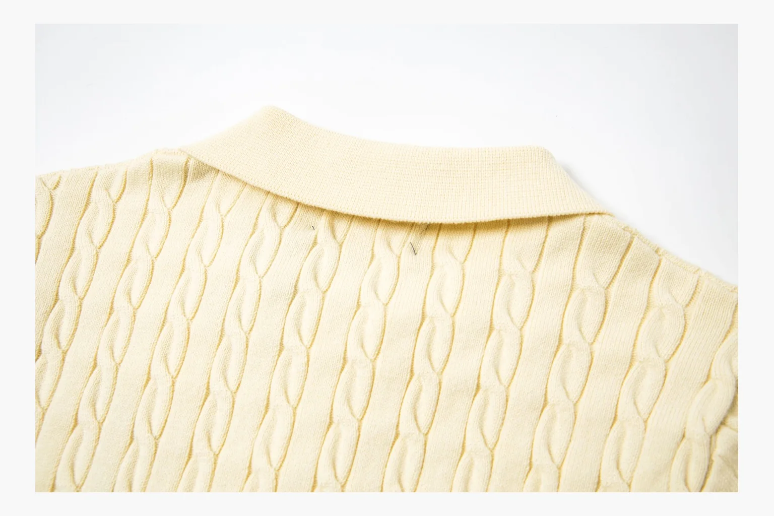 Polo Ralph Lauren Cable Knit Polo Shirt Cream Product Image thumbnail 6