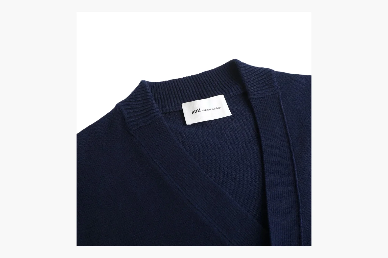 Ami Heart V-Neck Cardigan Navy Product Image thumbnail 3