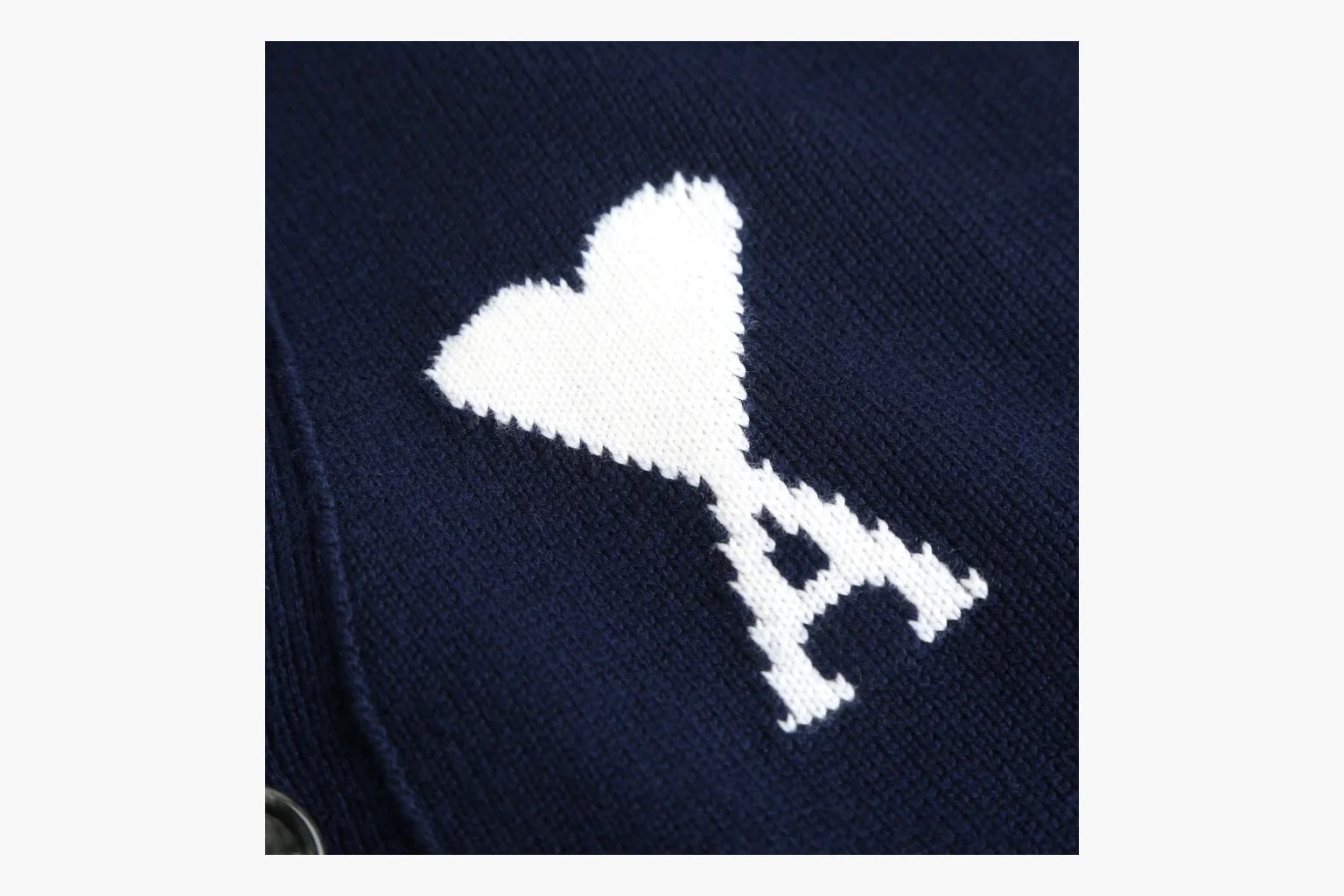 Ami Heart V-Neck Cardigan Navy Product Image thumbnail 5