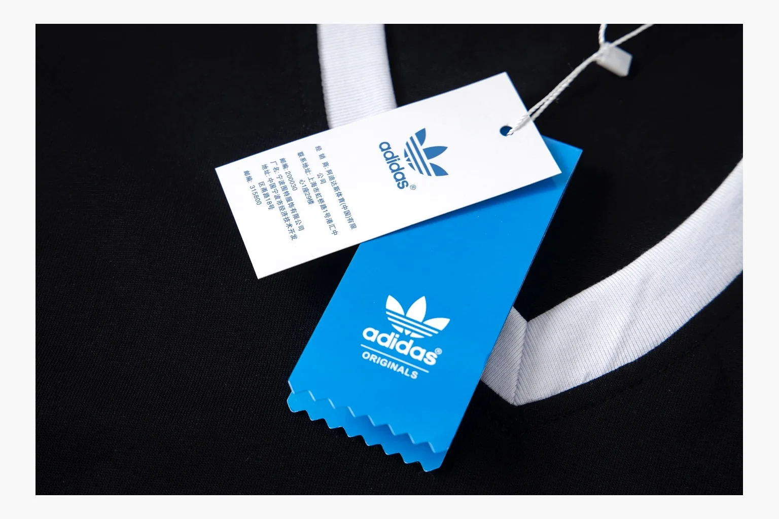 Adidas V-Neck Ringer T-Shirt Black White Product Image thumbnail 4