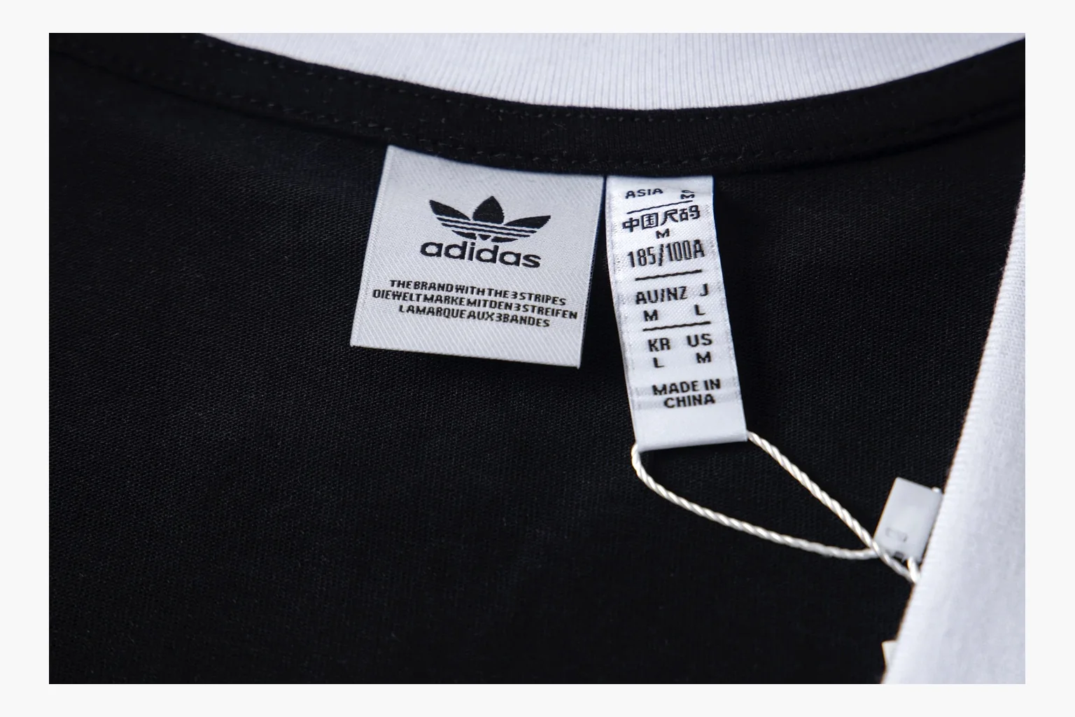 Adidas V-Neck Ringer T-Shirt Black White Product Image thumbnail 6