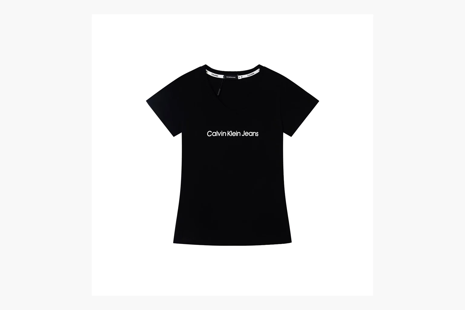 Calvin Klein Logo V-Neck T-Shirt Black Product Image