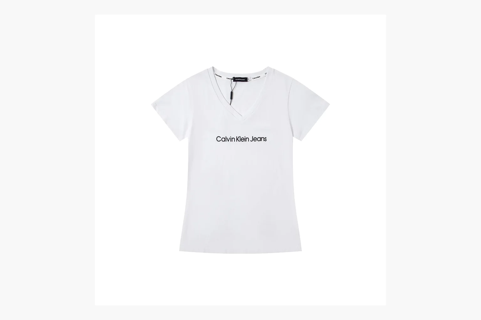 Calvin Klein Logo V-Neck T-Shirt White Product Image