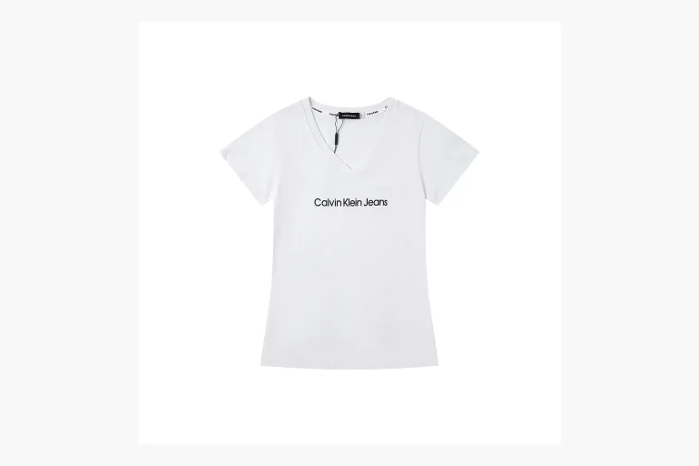 Calvin Klein Logo V-Neck T-Shirt White Product Image