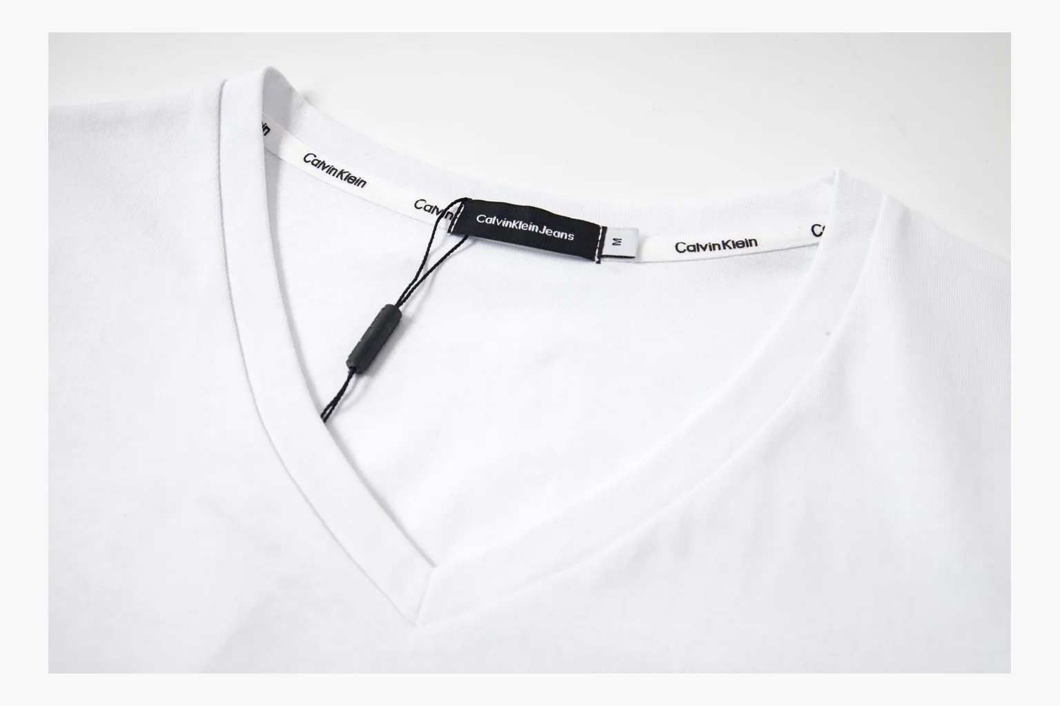 Calvin Klein Small CK V-Neck T-Shirt White Product Image thumbnail 3