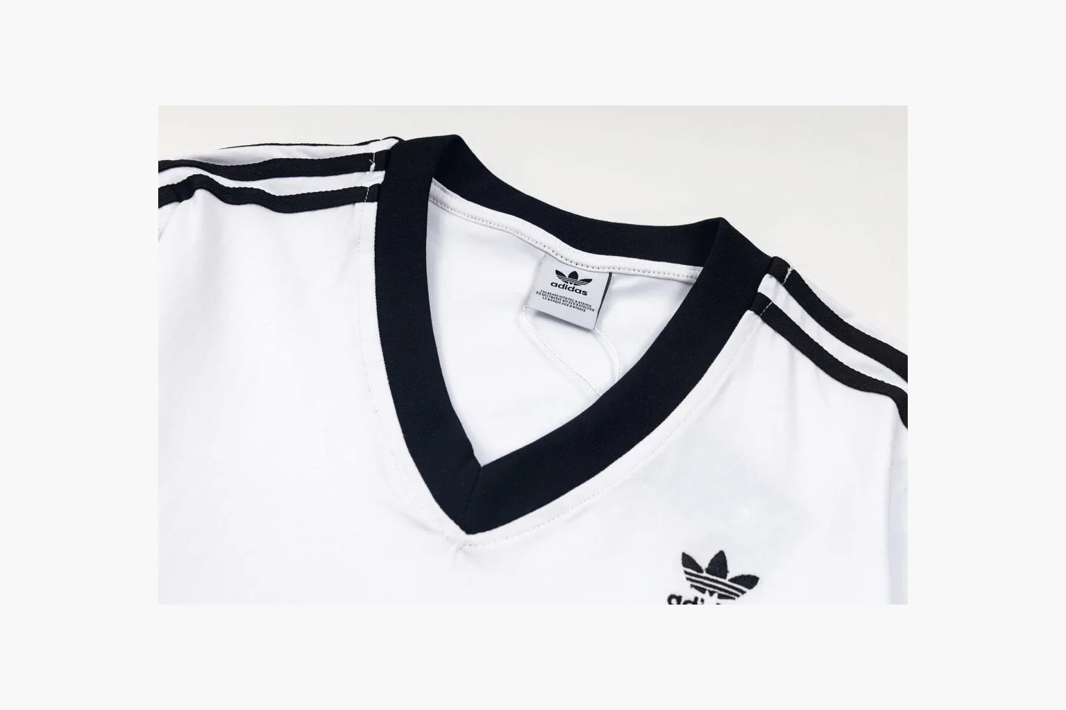 Adidas V-Neck Long Sleeve Top White Black Product Image thumbnail 5