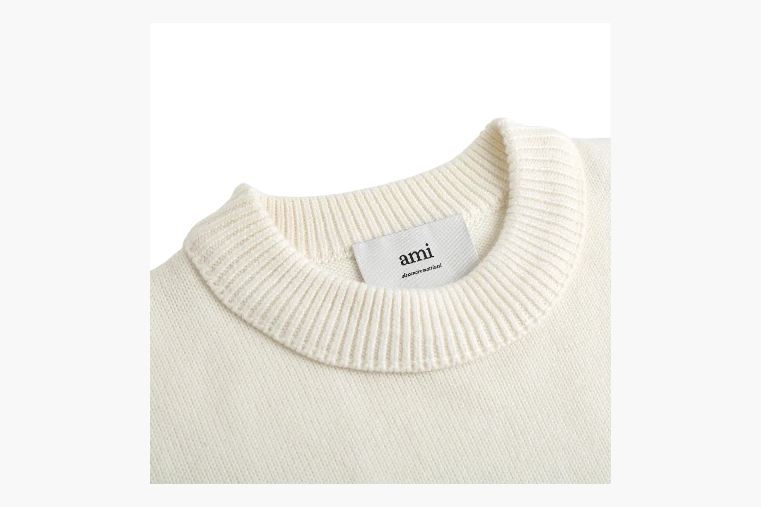 Ami Red Heart Crewneck Sweater Cream Product Image thumbnail 3