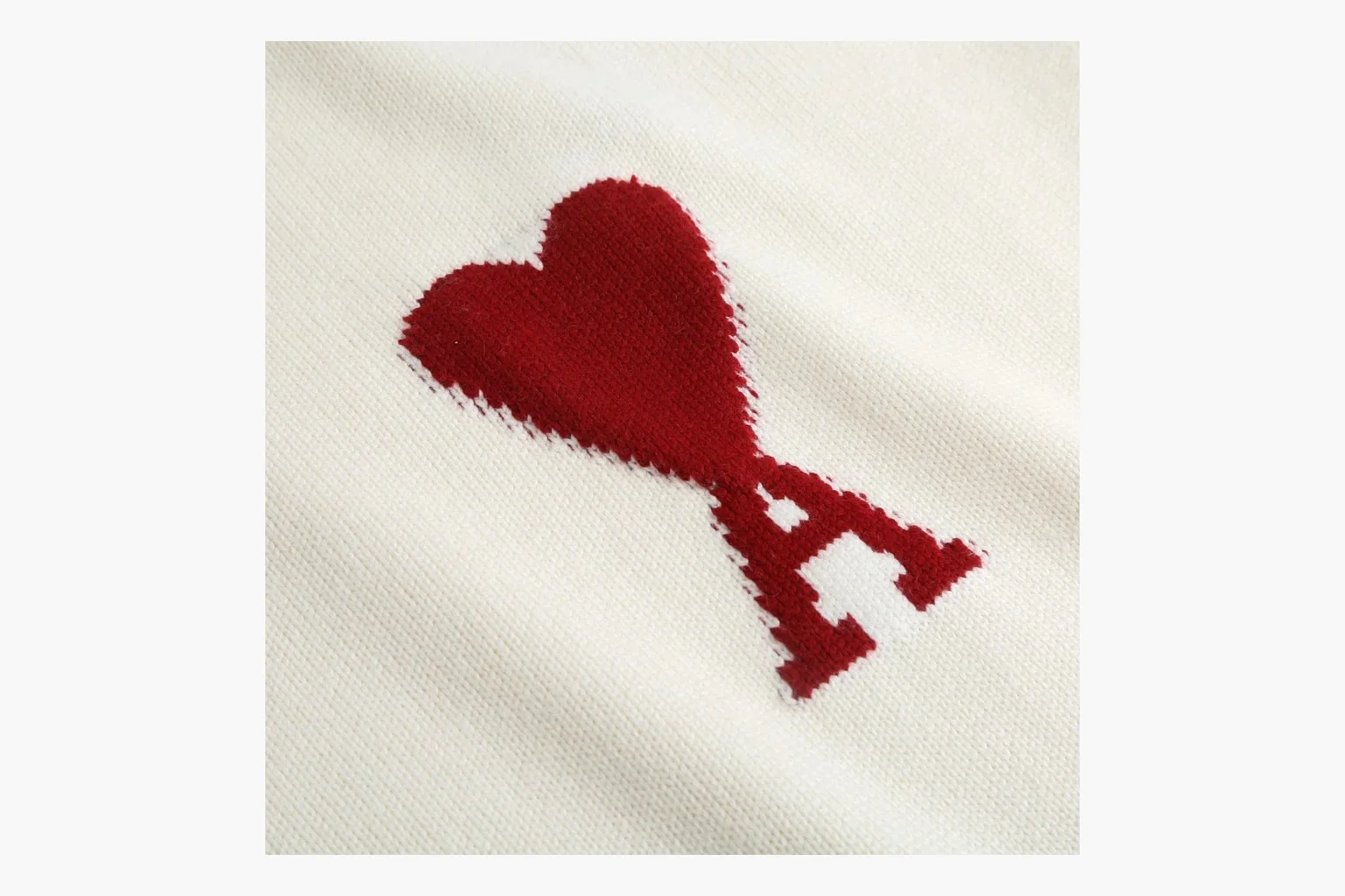 Ami Red Heart Crewneck Sweater Cream Product Image thumbnail 4