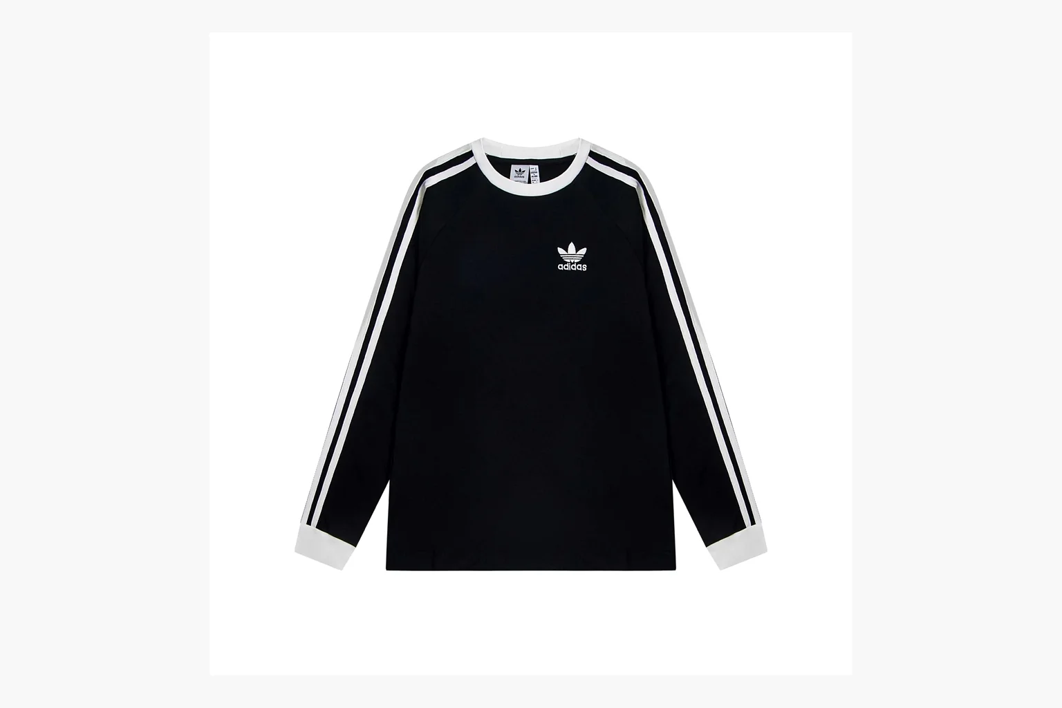 Adidas Ringer Long Sleeve Top Black White Product Image