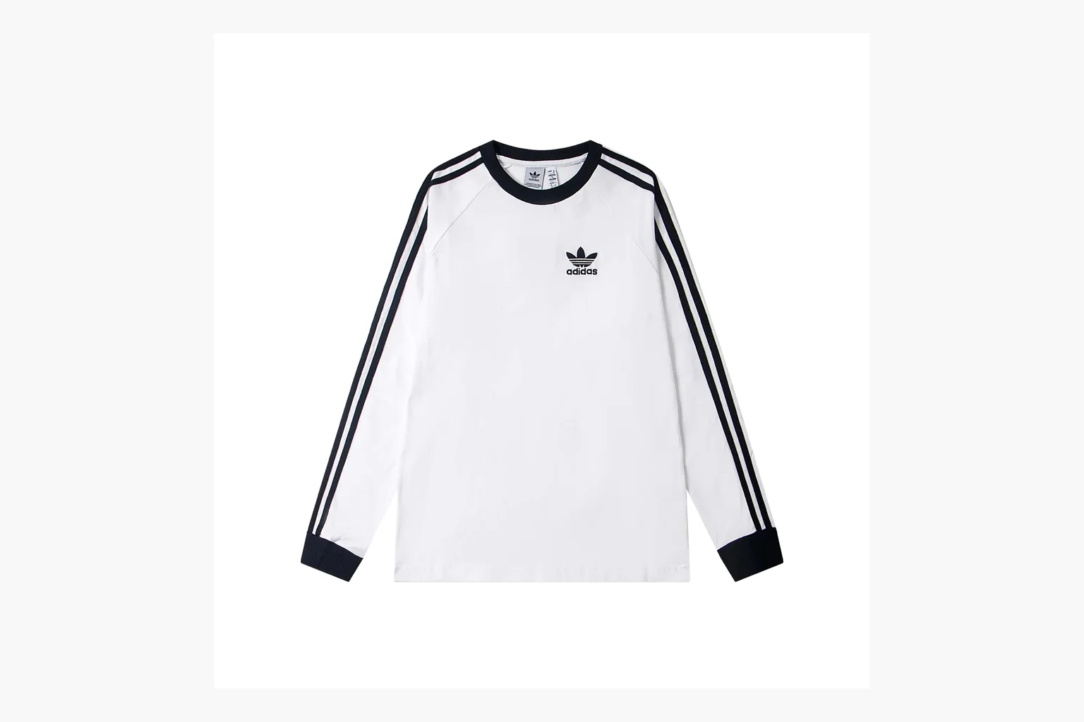 Adidas Ringer Long Sleeve Top White Black Product Image