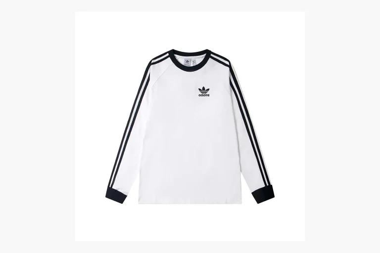 Adidas Ringer Long Sleeve Top White Black Product Image