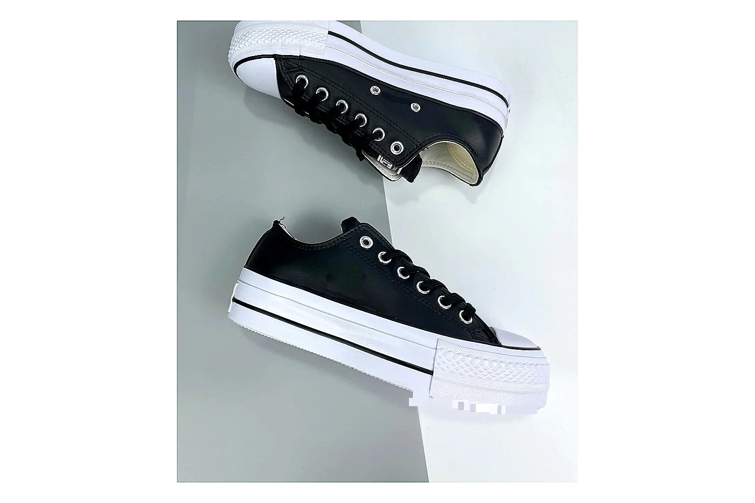 Converse All Star Lift Black Leather Platform Low Top