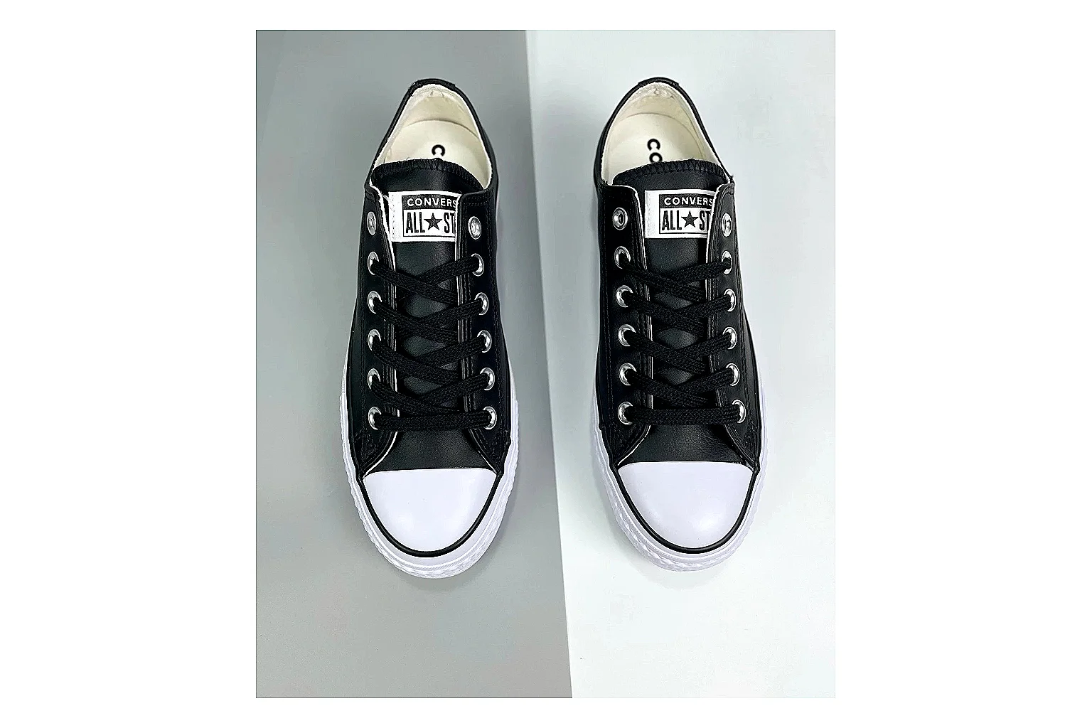 Converse All Star Lift Black Leather Platform Low Top thumbnail 3