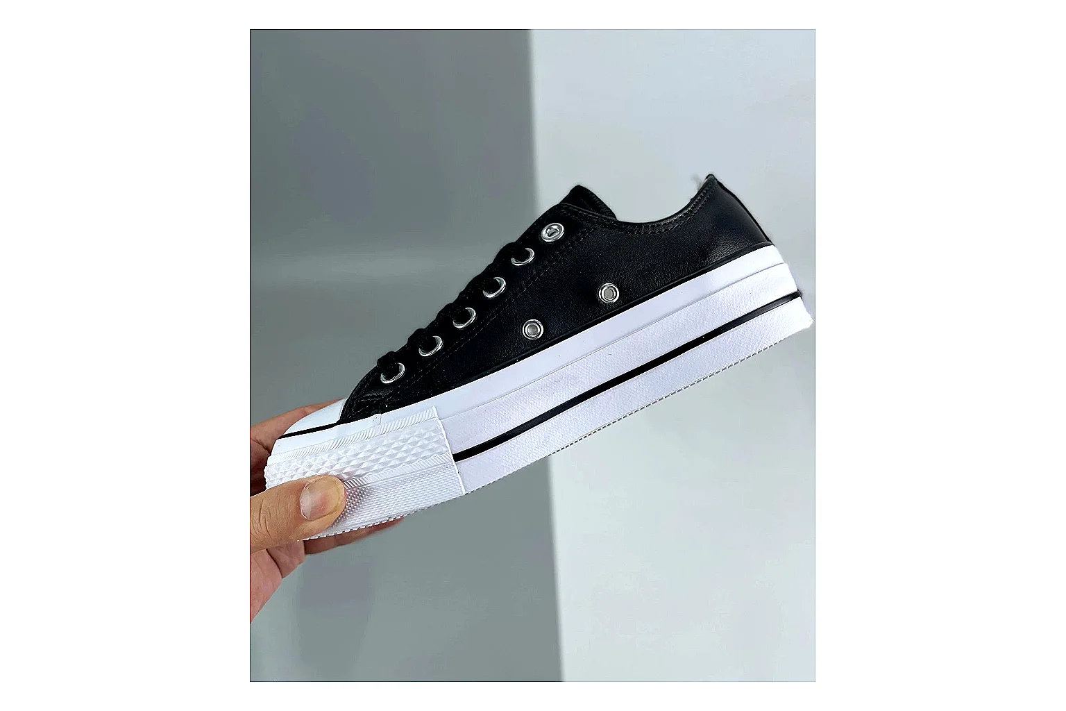Converse All Star Lift Black Leather Platform Low Top thumbnail 4