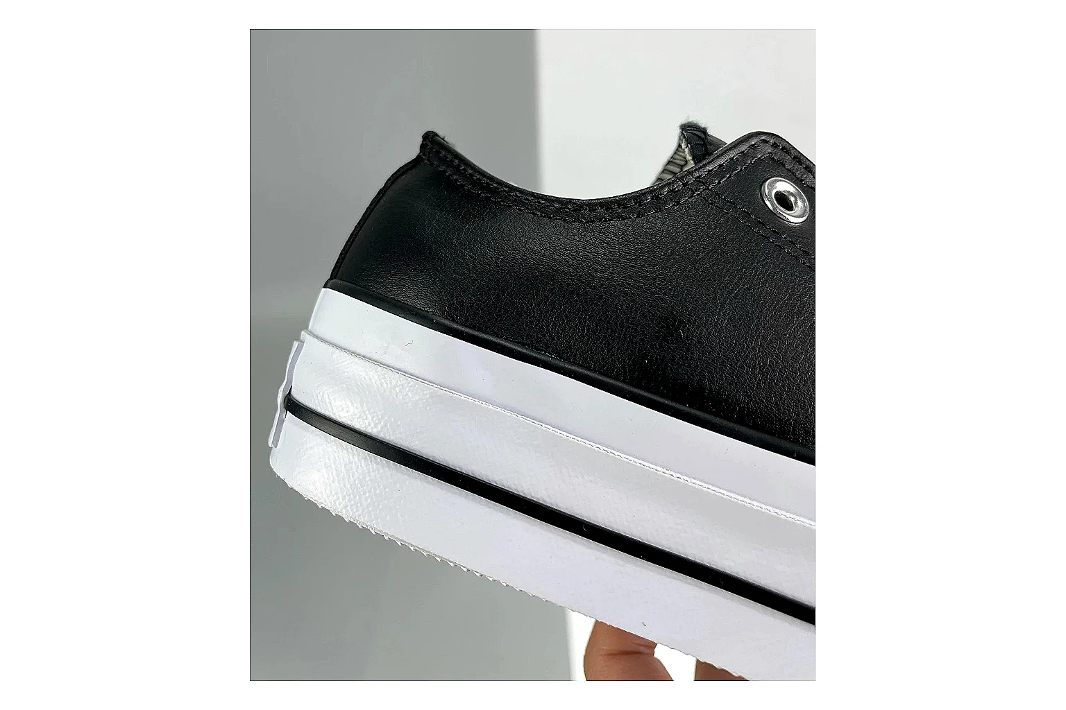 Converse All Star Lift Black Leather Platform Low Top thumbnail 6