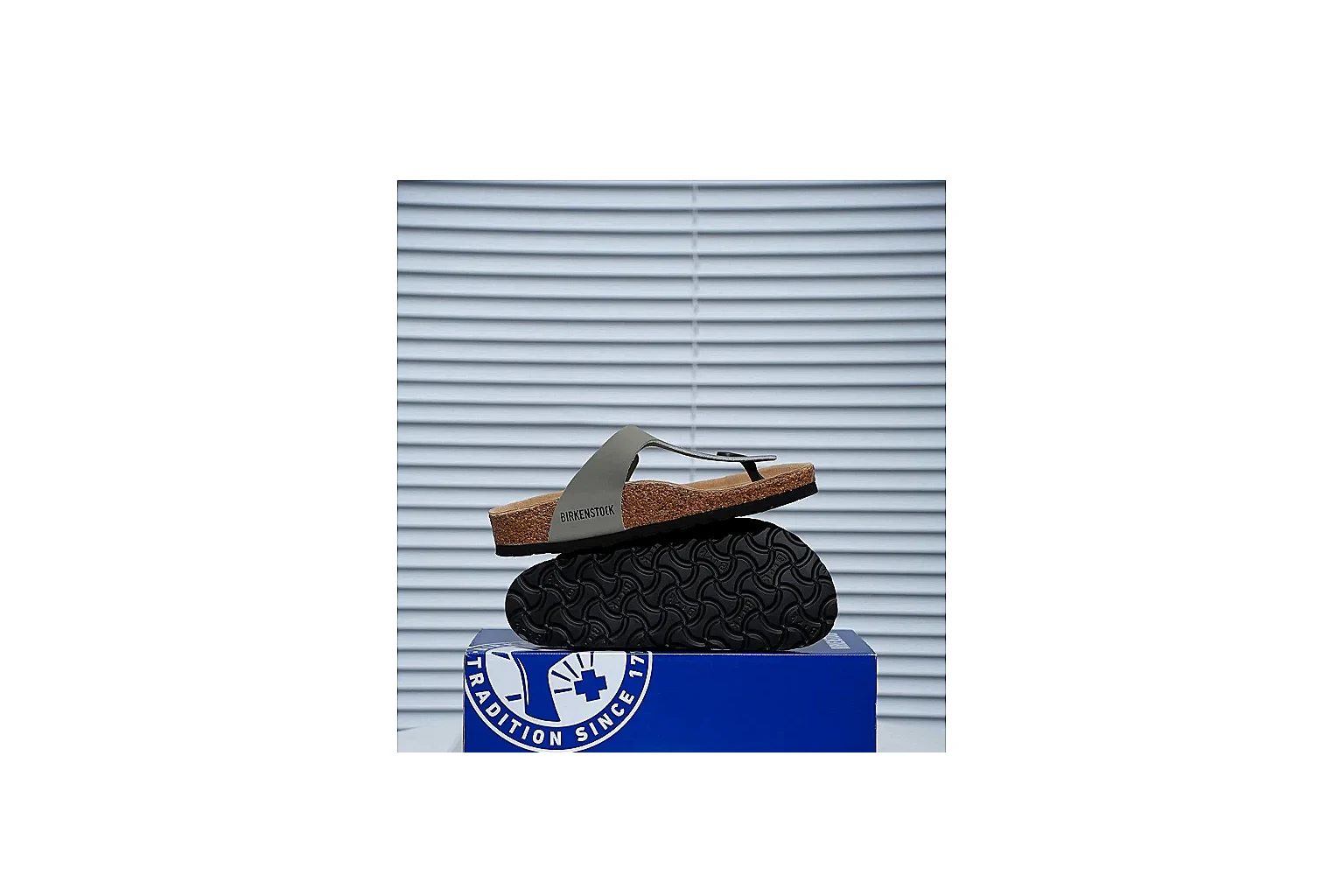 Birkenstock Arizona Olive Cork Slide Product Image thumbnail 3
