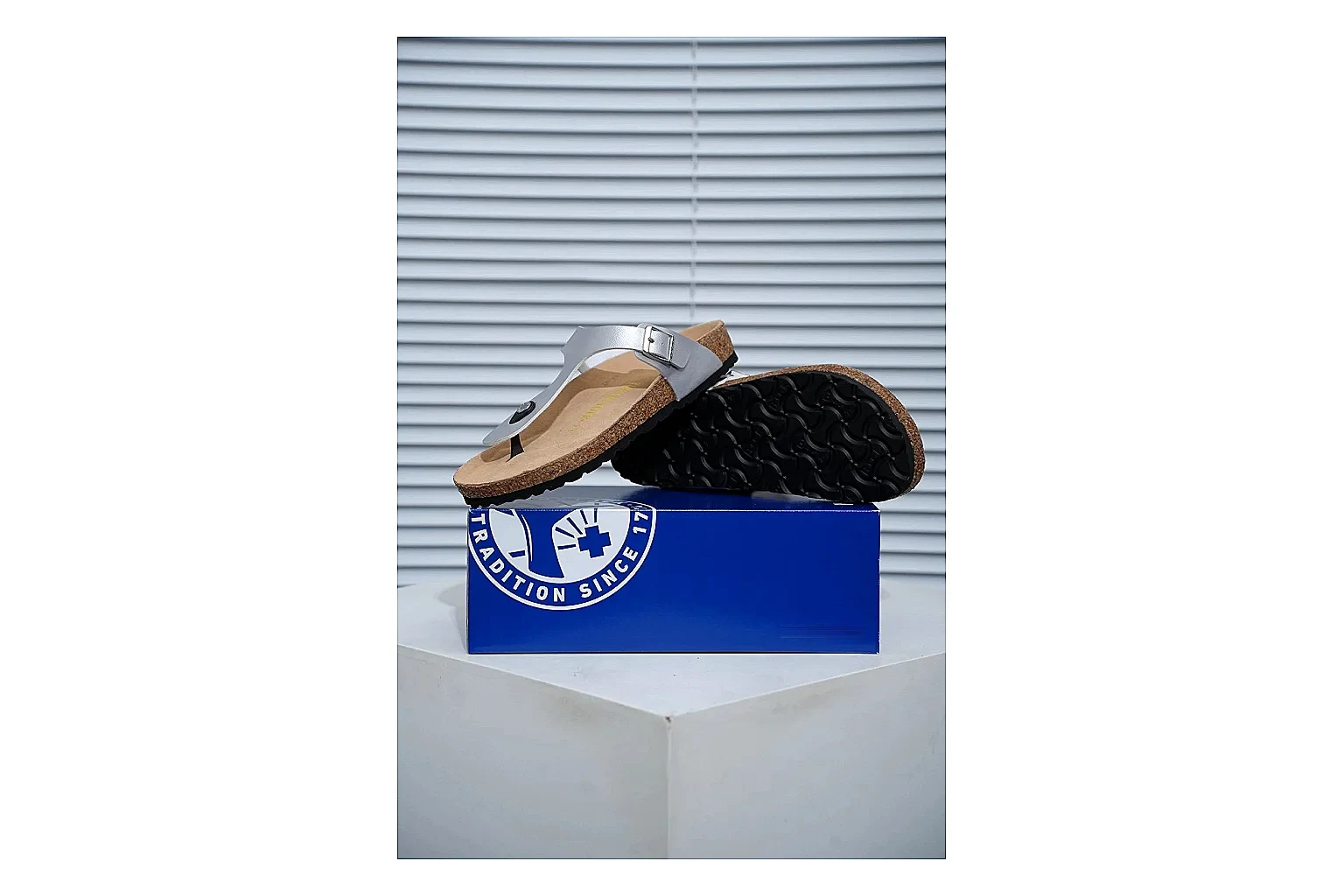 Birkenstock Cream Buckle Cork Slide Product Image thumbnail 2