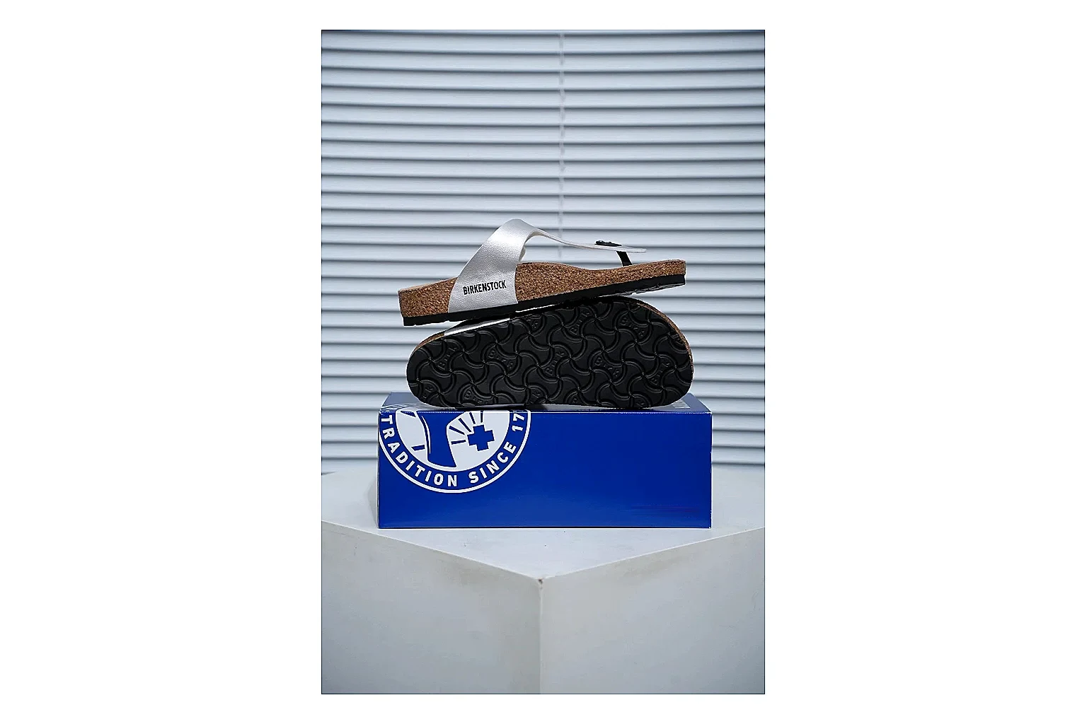Birkenstock Cream Buckle Cork Slide Product Image thumbnail 3