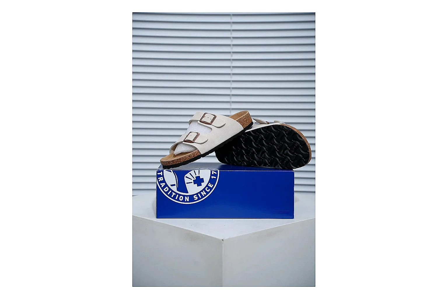 Birkenstock Arizona Cream Cork Slide Product Image thumbnail 2